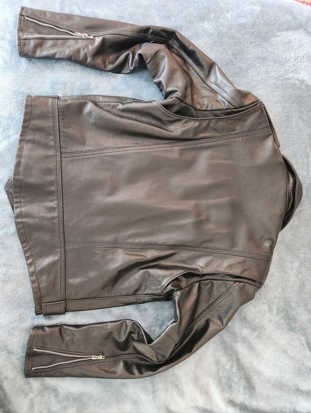Men's Black BRANDO Leather Biker Jacket CANADIAN MADE - Picture 4 of 9